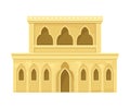 Ancient Arab desert mud house. Middle East building, traditional arabic architecture vector illustration