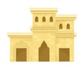 Ancient Arab desert mud house. Middle East two storey building, traditional arabic architecture vector illustration