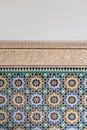 Ancient Arabian decoration pattern style on a white wall detail in Marrakesh Royalty Free Stock Photo