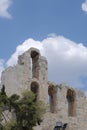 Ancient arch building facade in ruins in Athens, Greece Royalty Free Stock Photo