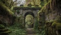 Ancient arch, old ruin, nature green beauty generated by AI Royalty Free Stock Photo