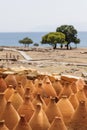 Ancient Archaeological Site of Mesimvria Zoni near to Makri Evros Greece, clay amphorae for drainage purposes