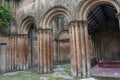 ancient arched pillars of historic prayer building of goddess \