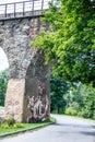 Ancient arched stone railway bridge Royalty Free Stock Photo