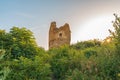 Ancient archeology roman ruins in Vrdnik of Vrdnik kula with blue sky and green bushes