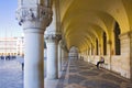 Ancient Arches Columns of Doge's palace in Venice, Italy Royalty Free Stock Photo