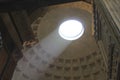 Ancient architectural masterpiece of Pantheon in Roma, Italy. Inside view, unusual perspective. Royalty Free Stock Photo