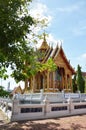 Ancient architecture antique building ubosot church of Wat Bang Phai temple royal monastery for thai people travel visit respect