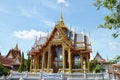 Ancient architecture antique building ubosot church of Wat Bang Phai temple royal monastery for thai people travel visit respect