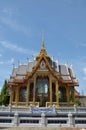 Ancient architecture antique building ubosot church of Wat Bang Phai temple royal monastery for thai people travel visit respect