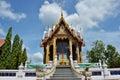 Ancient architecture antique building ubosot church of Wat Bang Phai temple royal monastery for thai people travel visit respect