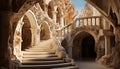 Ancient architecture, famous steps, old ruin, spirituality, medieval monument generated by AI Royalty Free Stock Photo