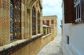 Ancient architecture and narrow streets of Lindos, ancient city of Rhodes island, Greece