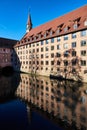Ancient architecture and The Pegnitz river Royalty Free Stock Photo