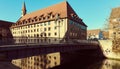 Ancient architecture and The Pegnitz river in Nuremberg Royalty Free Stock Photo