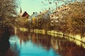 Ancient architecture and The Pegnitz river Royalty Free Stock Photo
