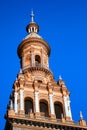 Ancient architecture tower view in Plaza de Espana. Spain