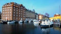 Ancient architecture with waving flag in Copenhagen harbor, tourism, resort Royalty Free Stock Photo