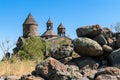 Armenia, Saghmosavank, September 2022 Ancient cathedral among the stones. Royalty Free Stock Photo