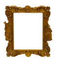 Ancient art pattern wood frame isolated over white Royalty Free Stock Photo