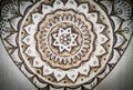 The ancient art of pyrography, wood and fire, mandala Royalty Free Stock Photo