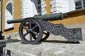 An ancient artillery weapon of the Napoleonic Wars. Inside the Kremlin. Royalty Free Stock Photo