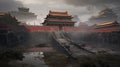 Ancient Asian city. Abandoned medieval ruins. Archaeology and history. AI Generated
