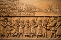 Ancient Assyrian relief sculpture of ancient warriors. Generate ai