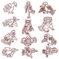 Ancient aztec bird designs Royalty Free Stock Photo