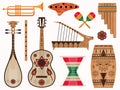 Aztec and Mexican Ethnic Musical Instruments Set Royalty Free Stock Photo