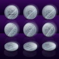 Ancient aztec or mayan silver coins Royalty Free Stock Photo