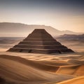 An ancient Babylonian ziggurat towering over the desert landscape2