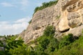 Ancient chufut city bakhchisaray road cave crimea medieval kale old, from landscape sky from tourism for travel cloudy