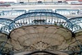 Ancient balcony in old historical city of Lisbon. Royalty Free Stock Photo