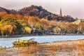 Ancient Baochu Pagoda Yellow Boat West Lake Hangzhou Zhejiang China Royalty Free Stock Photo