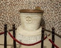 Ancient baptismal font inside the Cavern Church known as Abu Serga in Coptic Christian Cairo, Egypt.