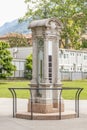 Ancient barometer and limnimeter in Ciani park in Lugano, Switzerland