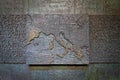 Ancient bas-relief with the map of Europe and the Mediterranean Royalty Free Stock Photo