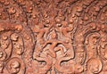 Ancient bas-relief at the temple in Angkor Wat, Cambodia. Royalty Free Stock Photo