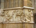 Ancient bas-reliefs on the Windows and walls of historical buildings Royalty Free Stock Photo