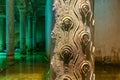 Ancient basilica cistern interior with carved column patterns in istanbul Royalty Free Stock Photo