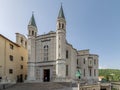 Vertical view of the ancient Basilica of Santa Rita, in the historic center of Cascia, Perugia, Italy