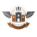 Ancient Bastion emblem. Heraldic vector design element. Retro st