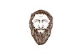 Ancient Beard Greek Philosopher Figure Face Head Statue Sculpture Logo Design Vector