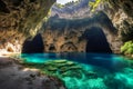 Ancient beautiful cave landscape with crystal clear water. Royalty Free Stock Photo