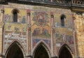 ancient beautiful mosaic in the outer wall of St Vitus cathedral