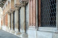 Ancient beautiful palace with colonnade in Venice, Italy. Splendid medieval architecture