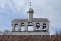 Ancient belfry of St. Sophia Cathedral. Veliky Novgorod, Russia Royalty Free Stock Photo