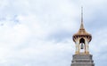 The ancient bell tower Belfry at Wat Phra Kaew Temple of the Emerald Buddha and grand palace on a cloudy day Royalty Free Stock Photo