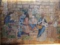Ancient biblical mosaic on street in Jerusalem.